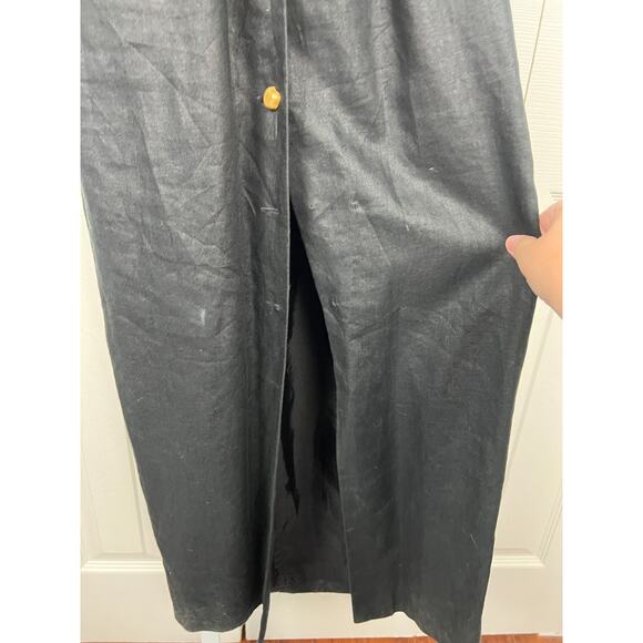 Vintage 80s Evan Picone Black Collard Linen Maxi Shirt Dress Size 4 Classic - Picture 5 of 8